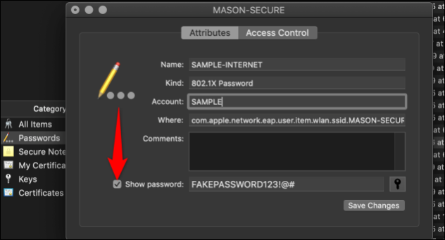 restore wifi passwords after upgrade macOS Keychain Access window showing WiFi network password