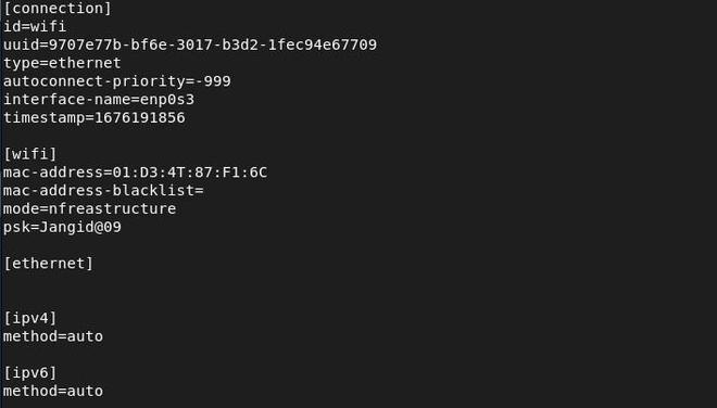 restore wifi passwords linux cat command showing psk in NetworkManager connection file