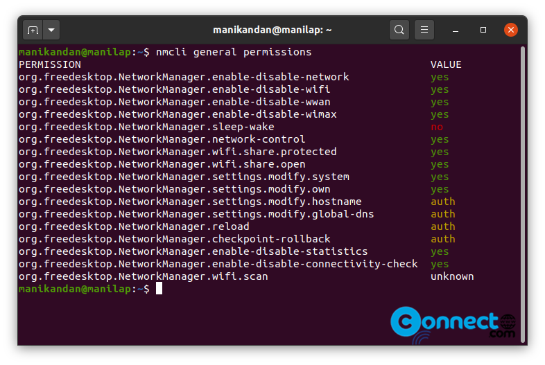 restore wifi passwords linux nmcli connection show secret output with WiFi password