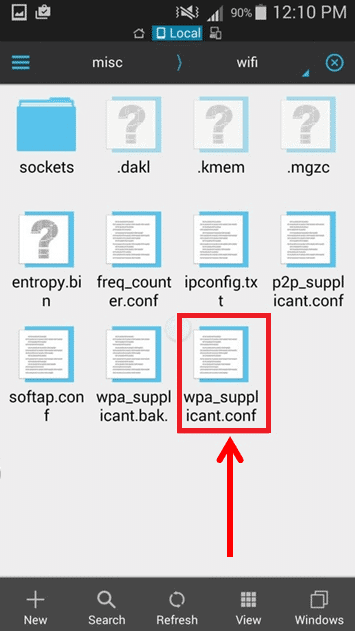 saved wifi password recovery android Android wpa_supplicant.conf file content showing WiFi password