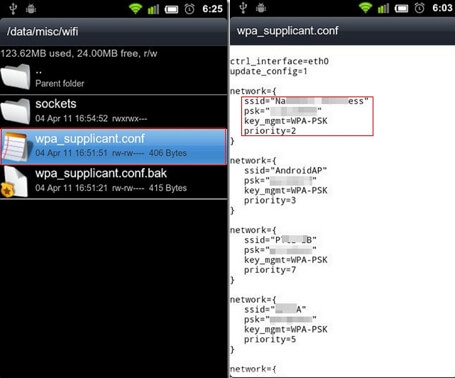 saved wifi password recovery tool Android ADB command prompt recovering WiFi password screenshot