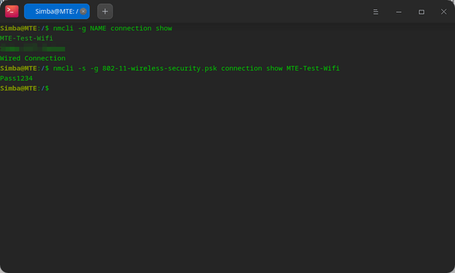 trusted wifi password recovery apps Linux terminal showing nmcli command result with WiFi password