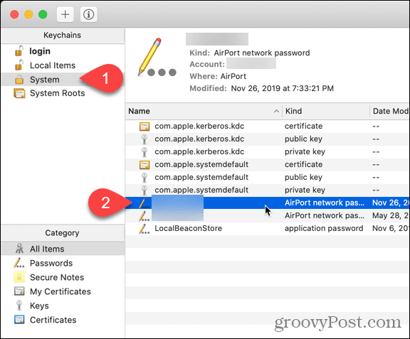 trusted wifi password recovery apps Mac Keychain Access window with WiFi network password field