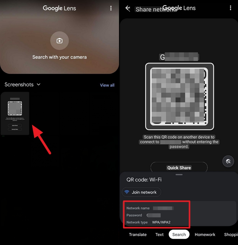 view saved wifi password android Android WiFi QR code with password displayed below screenshot