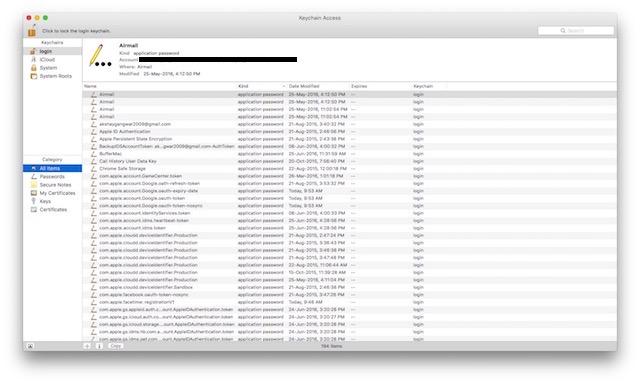 view saved wifi password mac Keychain Access search for WiFi network name showing AirPort network password entry