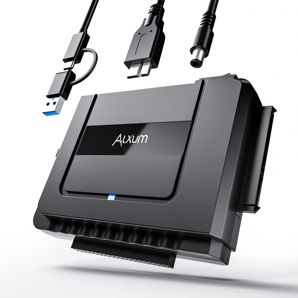 wifi password recovery after hard drive replacement USB to SATA adapter connected to old hard drive next to laptop