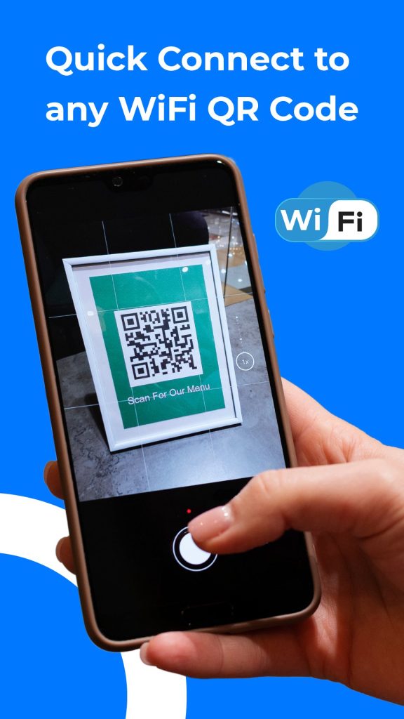 wifi password recovery app free download Android phone showing WiFi QR code share screen with password hidden behind QR code