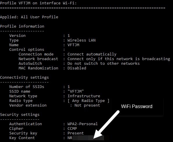 wifi password recovery command from registry Registry Editor WiFi profile key screenshot