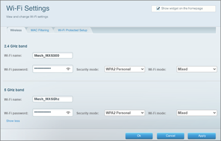 wifi password recovery for linksys Linksys wireless settings page showing security options