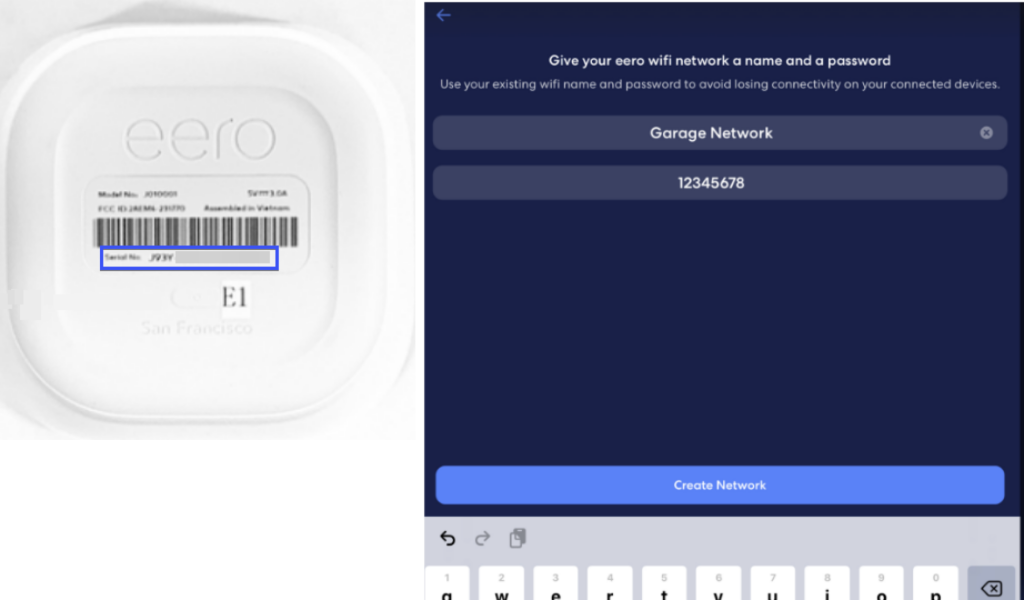 wifi password recovery for mesh wifi Eero app WiFi password display screen