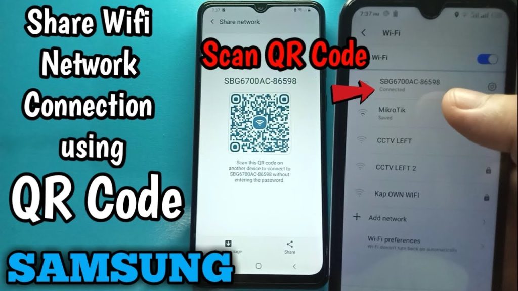 wifi password recovery for samsung galaxy Samsung Galaxy network details page with QR code and Show password toggle