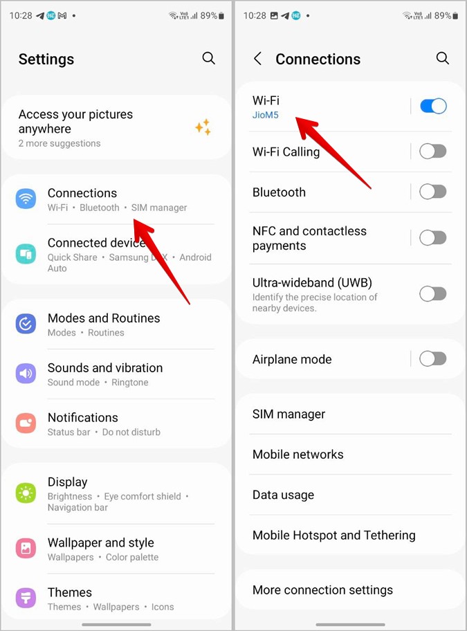 wifi password recovery for samsung galaxy Samsung Galaxy WiFi settings screen showing connected network with gear icon