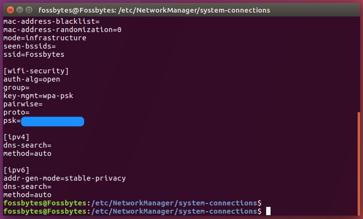 wifi password recovery methods Linux terminal cat /etc/NetworkManager/system-connections wifi password
