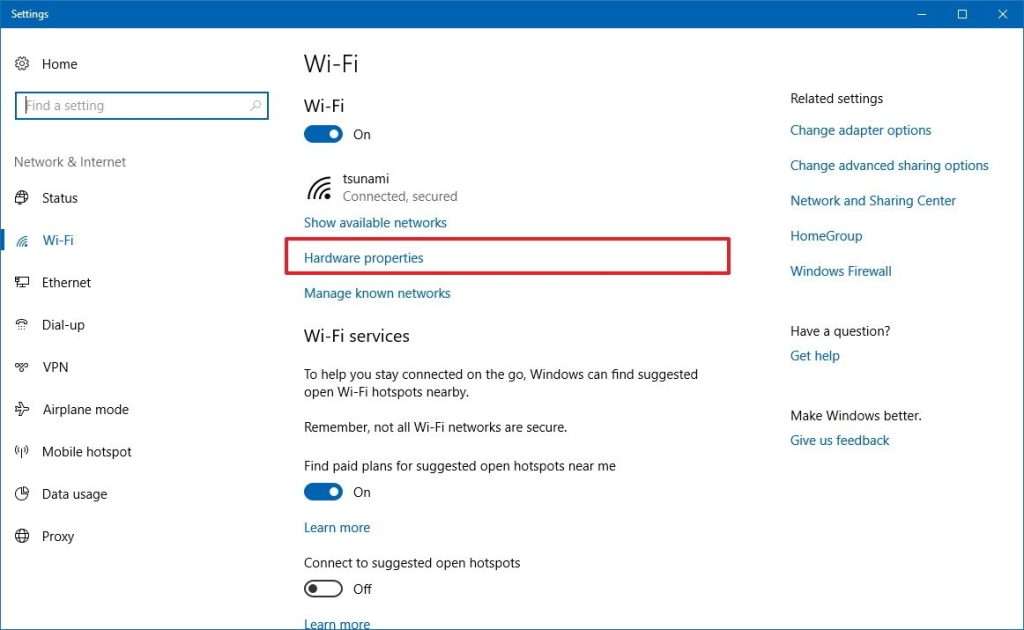 wifi password recovery methods Windows 10 network settings wifi status wireless properties security tab