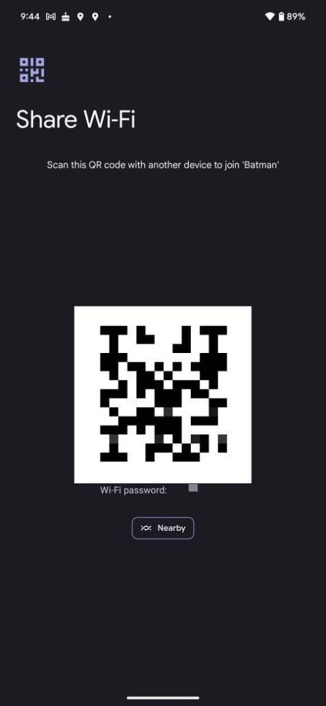 wifi password recovery on university network Android WiFi settings share QR code password
