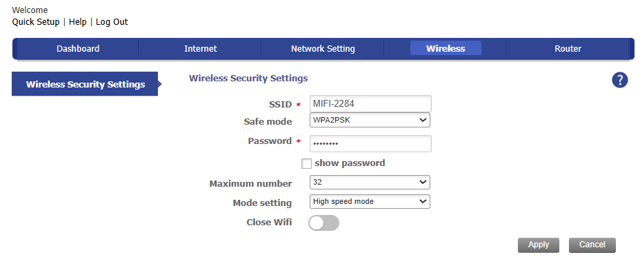 wifi password recovery router login page showing admin panel with WiFi wireless security settings