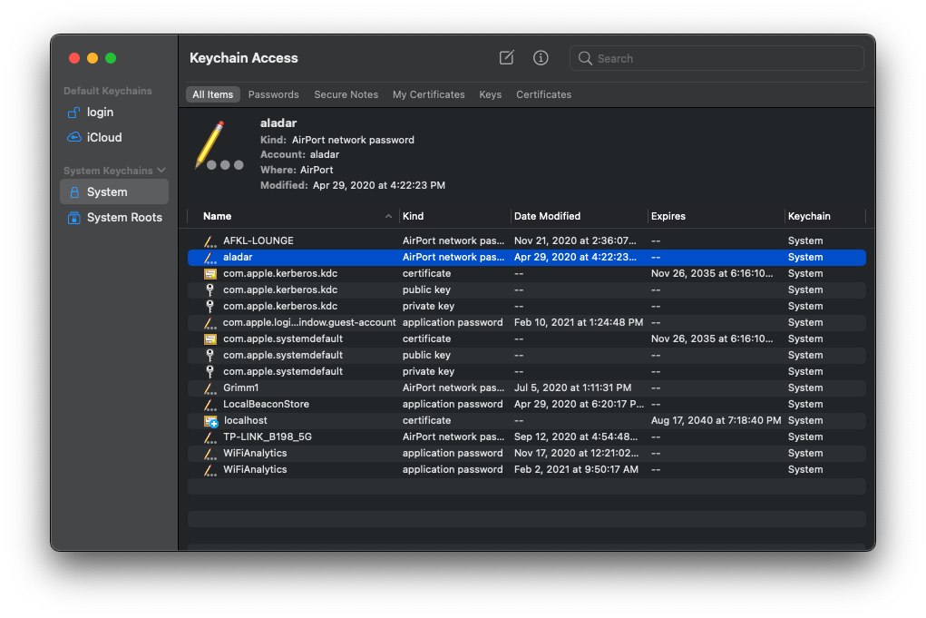 wifi password recovery software lightweight Keychain Access show wifi password mac screenshot