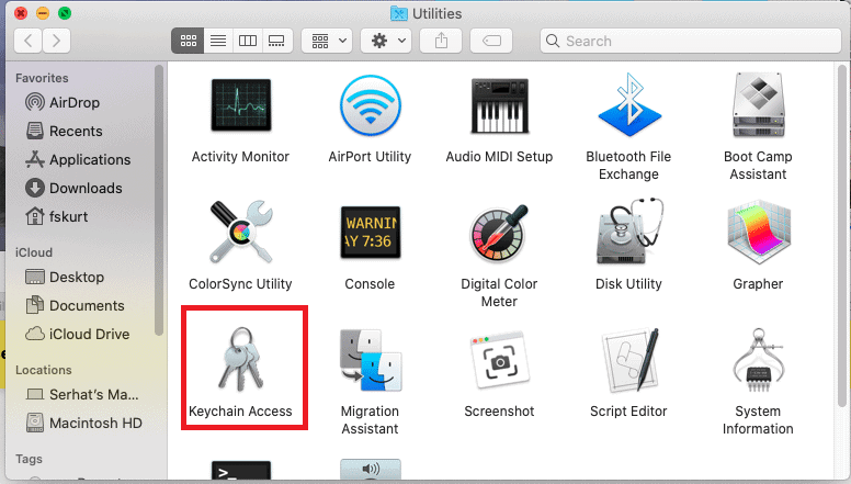wifi password recovery tutorial macos macOS Keychain Access app icon in Applications folder