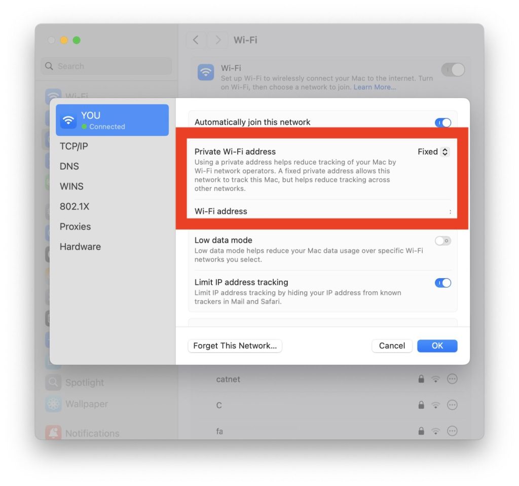 wifi password recovery using network settings macOS Keychain Access window with WiFi network highlighted