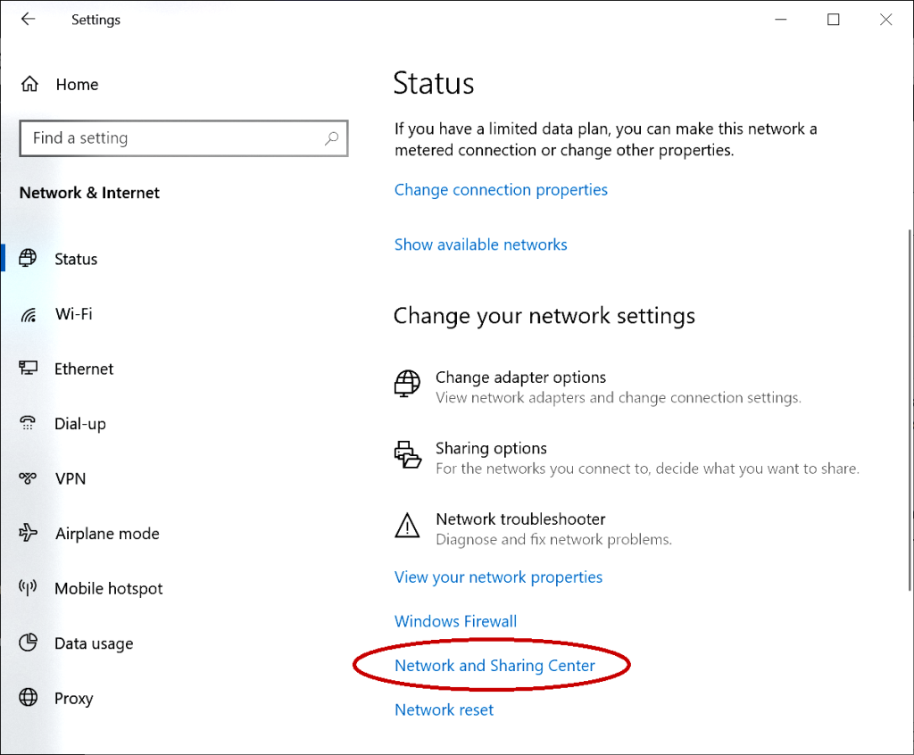wifi password recovery using network settings Windows Network and Sharing Center icon on desktop