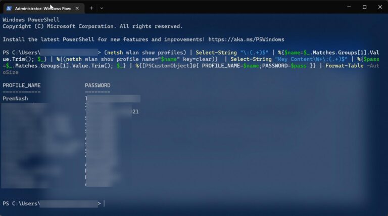 wifi password recovery using powershell WiFi passwords text file on desktop saved from PowerShell export