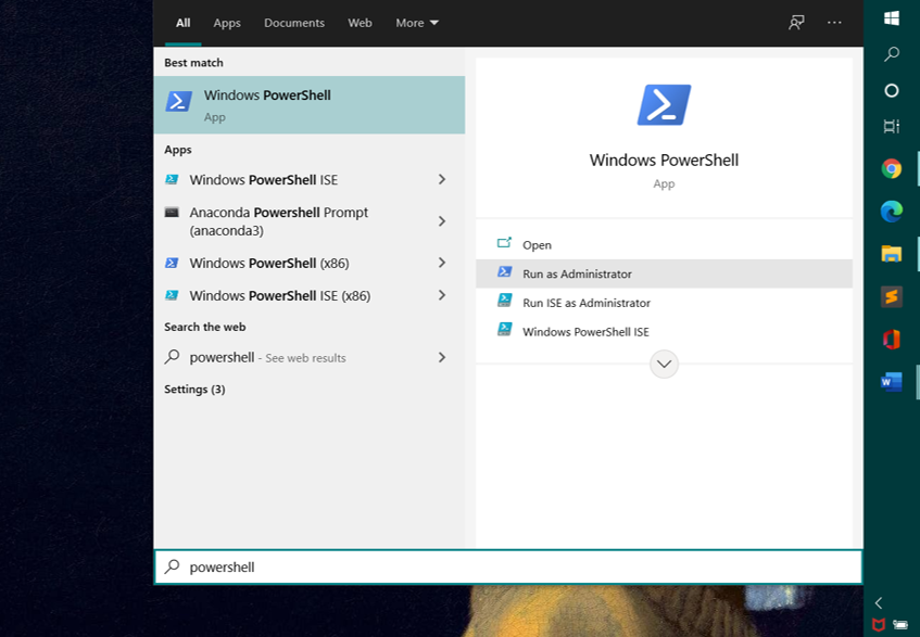 wifi password recovery using powershell Windows PowerShell right-click Run as Administrator menu