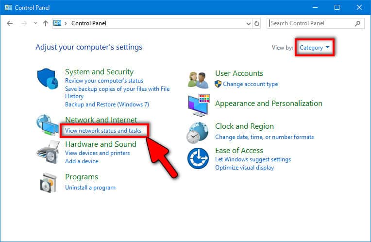 wifi password recovery via control panel Manage wireless networks option highlighted in Control Panel left sidebar