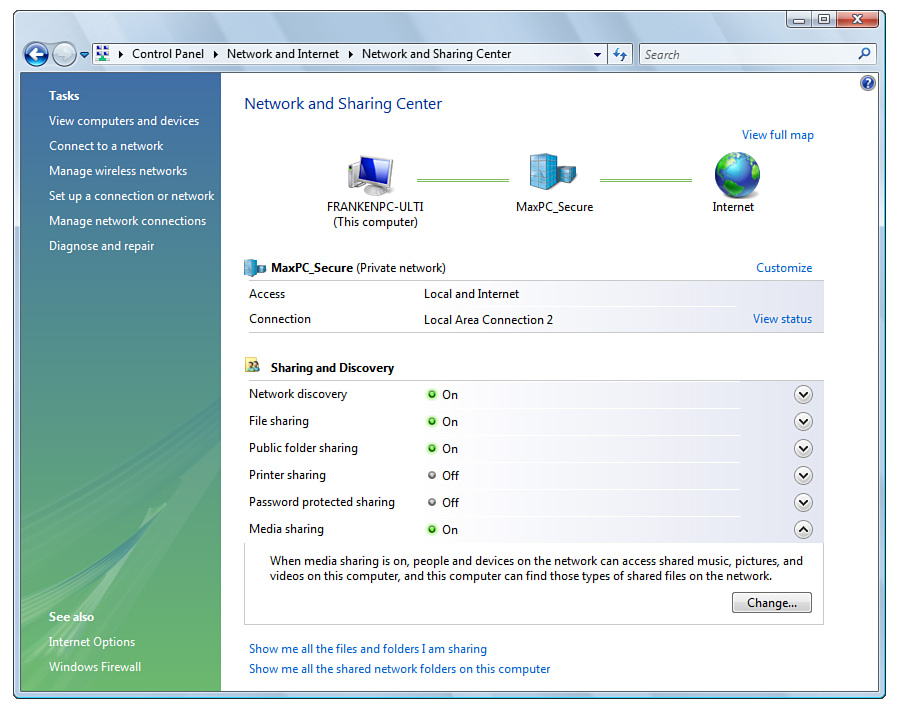 wifi password recovery via control panel Windows Control Panel window with Network and Sharing Center icon