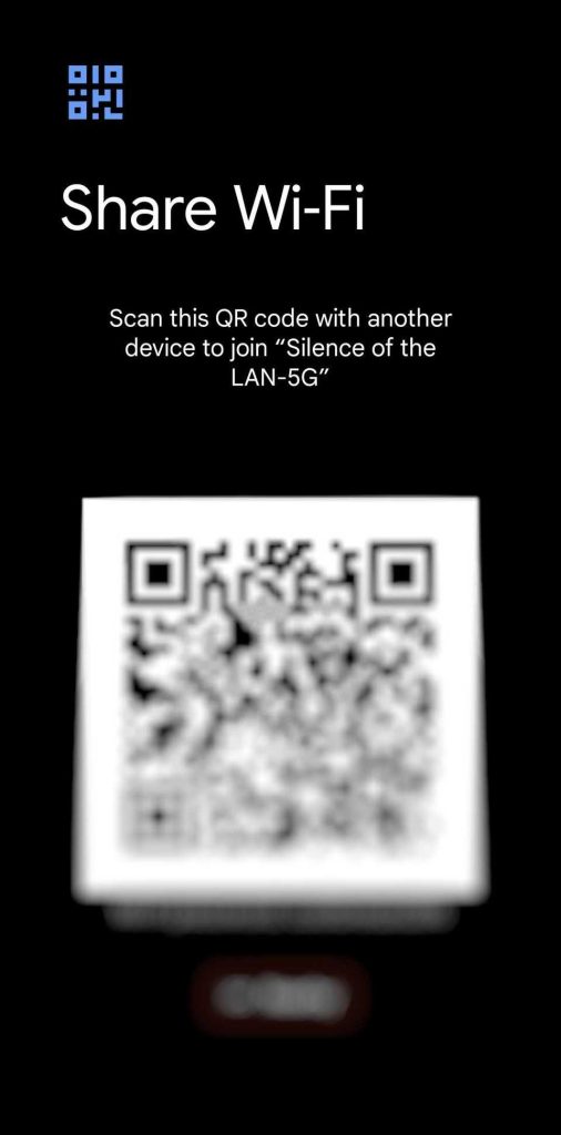 wifi password recovery with android qr share Android network details screen with share button