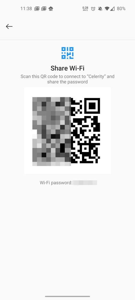 wifi password recovery with android qr share QR code displayed on Android for WiFi sharing