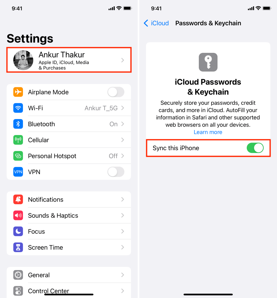 wifi password recovery with iphone keychain iPhone iCloud Keychain settings toggle sync this iPhone