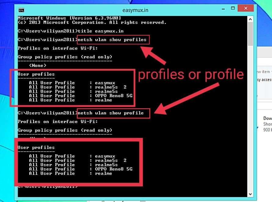 wifi password recovery with netsh command netsh wlan show profiles output list saved wifi networks