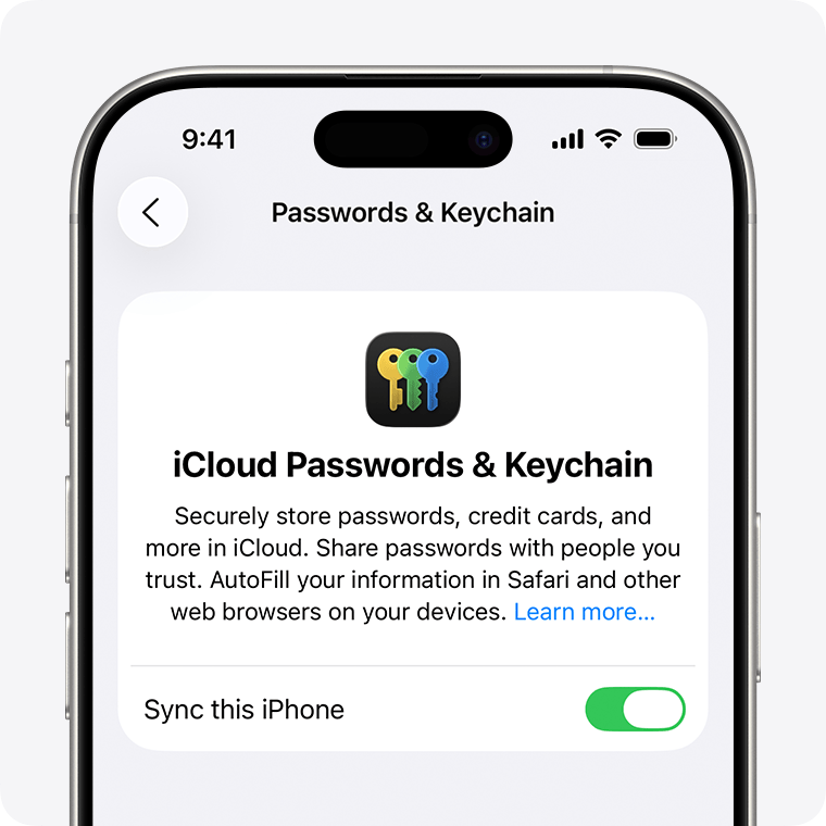 wifi password recovery without jailbreak ios iPhone Settings iCloud Passwords and Keychain toggle
