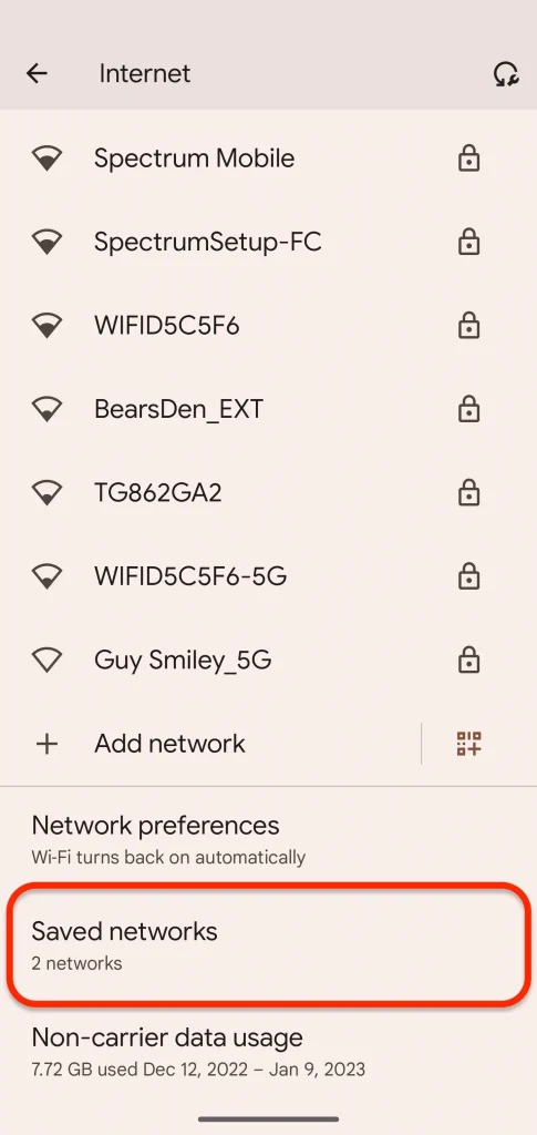 wifi password recovery without losing data Android WiFi settings showing saved network password via QR code