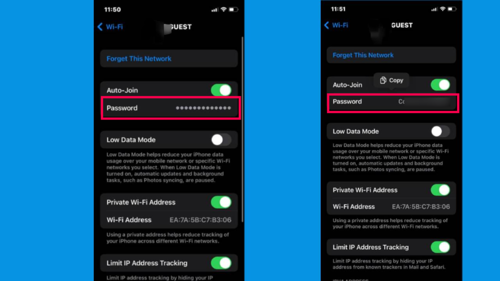 wireless password recovery iphone iPhone 15 Settings WiFi network info button password reveal